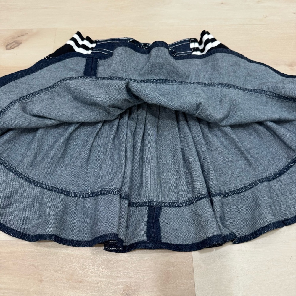NWT Pilcro Anthropologie Sporty Tiered Soft Dark Denim Mini Skirt Women's Medium - Picture 9 of 15